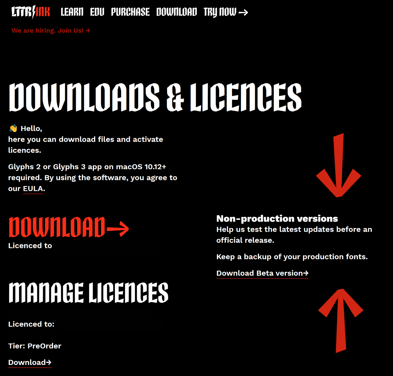Trough this page you can download and install beta version of LTTR/INK plugin for Glyphs. Select the version on the right.