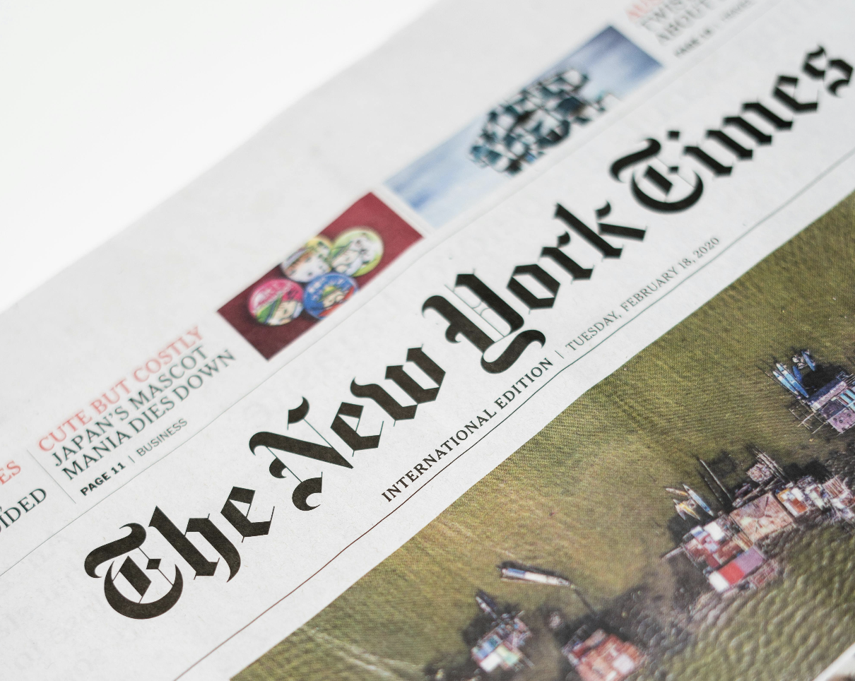 Fig.2 Title of the New York Times. Source: Pexels.com