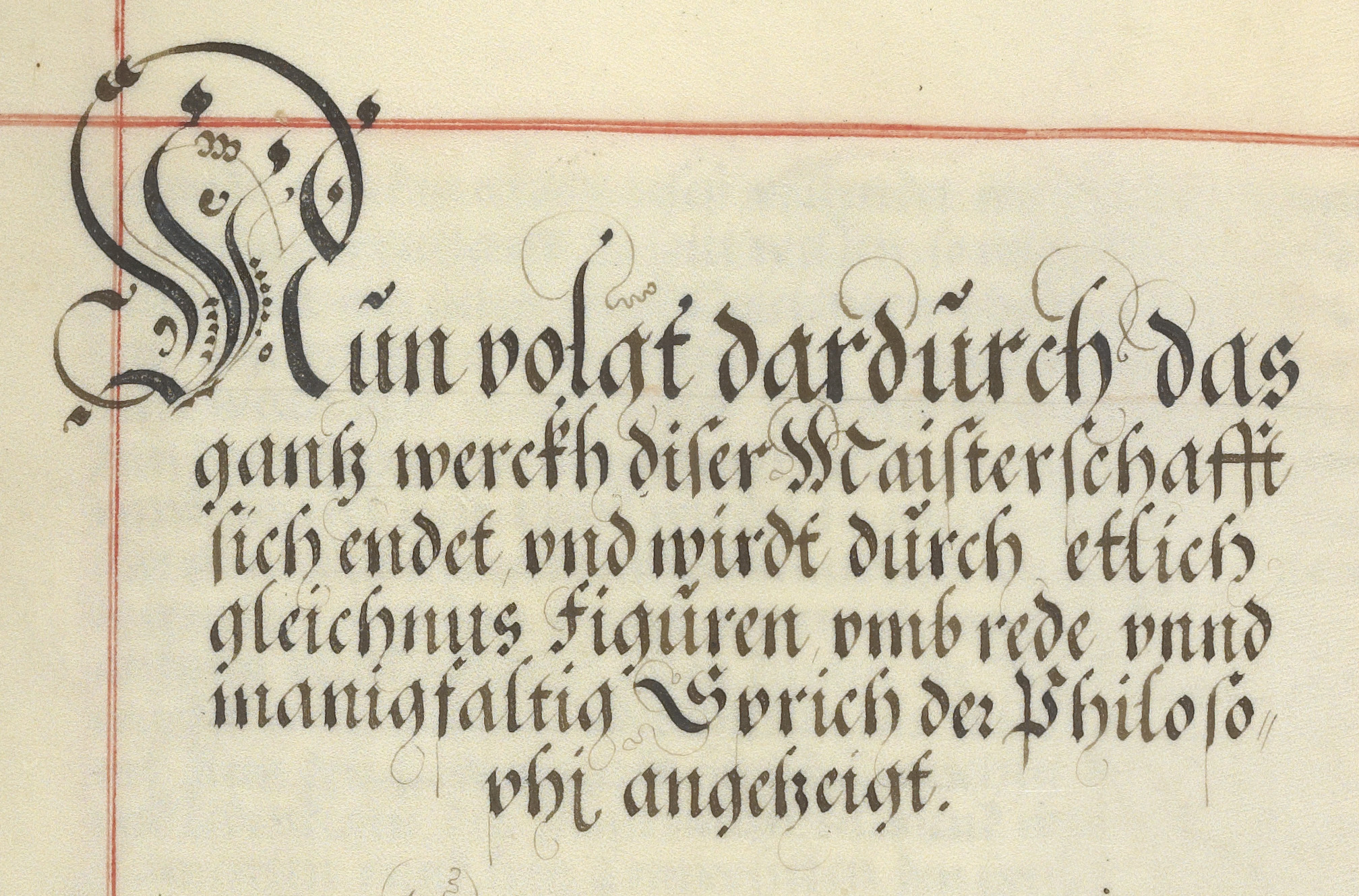 Fig.8 Fraktur hand from an alchemical treatise written in Germany in the second half of the 16th century. Source: fol. 7v, Oversize Ms. Codex 108 Splendor solis oder Sonnen Glantz