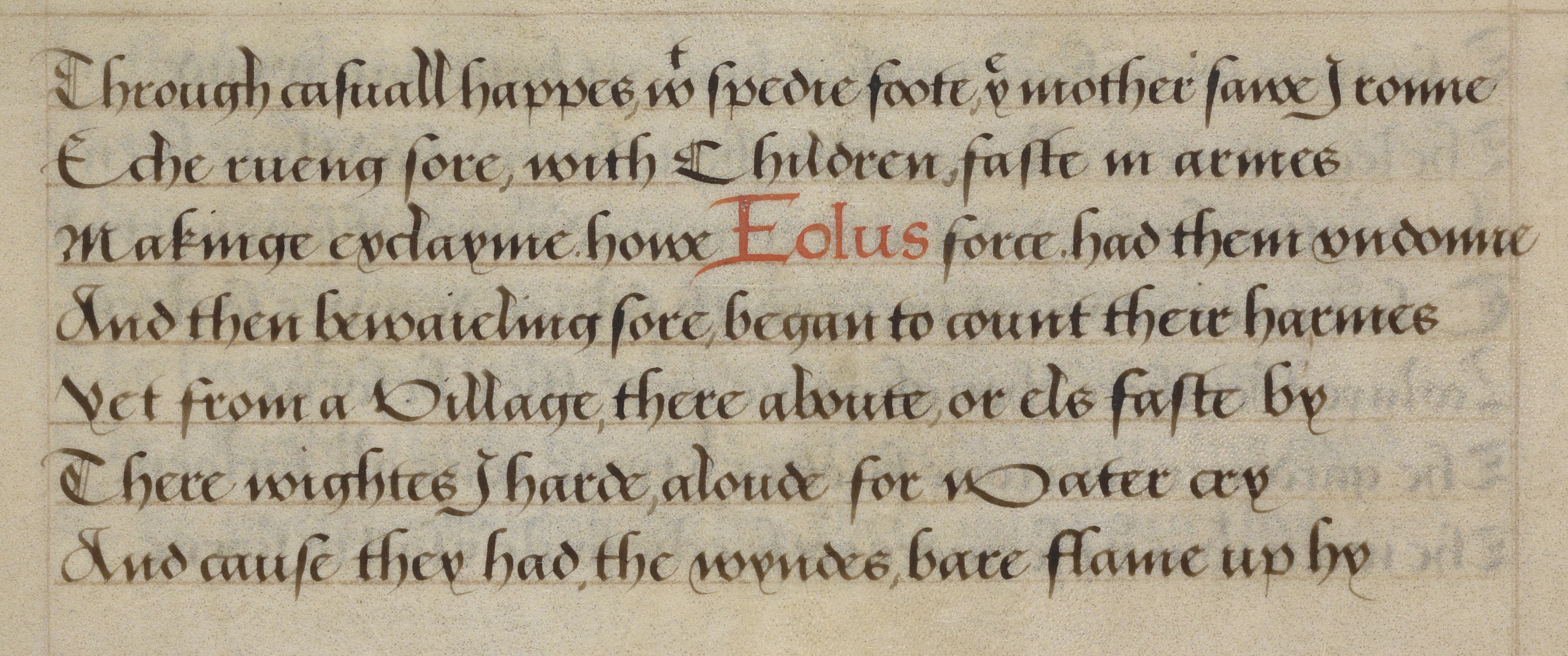 Fig.9 Bastarda hand from a poem book dedicated to Queen Elizabeth, written in England, around 1580. Source: fol. 6v, Ms. Codex 199 A dream of bounden dutie